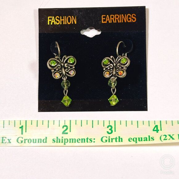 Silver Butterfly Crystal Drop Earrings – Brand New / Dangling Style Fashion - Picture 1 of 5